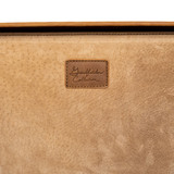 High quality grandfather Collection patch on suitcase lid.