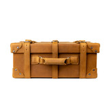 High quality top view of full grain leather luggage.