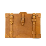 High quality saddleback Leather Grandfather Carry On in tan leather.