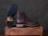 High quality side view of the Huntsman boot in dark brown