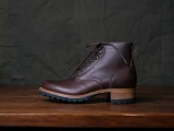 High quality side view of the Huntsman boot in dark brown