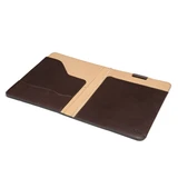 High quality inside view of the dark brown medium leather portfolio