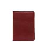 High quality medium leather portfolio in red brown with a side view