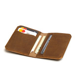 High quality front view of the light brown Slim leather Bifold Wallet