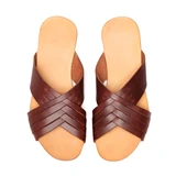 High quality red brown full grain leather Martha Sandals alternate angle - Saddleback Leather
