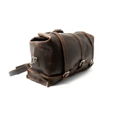 High quality dark brown leather 24 inch Waterbag duffle travel bag, side view