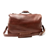 High quality red brown leather 24 inch Waterbag duffle travel bag, back view