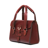 High quality side view of the Silverback Double Handle leather Purse in reddish brown