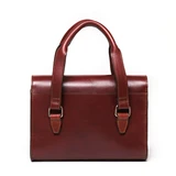 High quality back view of the Silverback Double Handle leather Purse in reddish brown