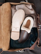 High quality full grain leather Sheepskin Moccasins - New Design back view - Saddleback Leather