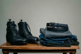 High quality saddleback Leather boots and matching dress belt.