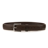 High quality size 34 dark brown  thick leather belt from the front.