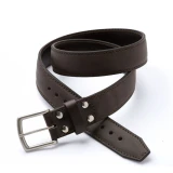 High quality dark brown thick leather belt size 34.
