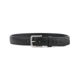 High quality size 32 black  thick leather belt from the front.