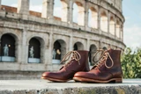 High quality saddleback Leather Oxblood boots in Rome.