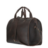 High quality side of the simple overnight leather duffle bag in dark coffee