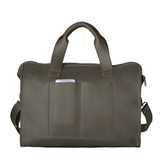 High quality back of the simple overnight leather duffle bag in carbon black