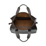 High quality inside of the simple overnight leather duffle bag in dark brown