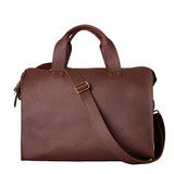 High quality front of the simple overnight leather duffle bag in red brown