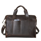 High quality back of the simple overnight leather duffle bag in dark coffee