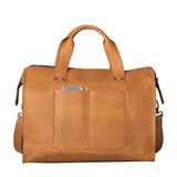 High quality back of the simple overnight leather duffle bag in tan