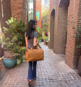 High quality tan full grain Simple Overnight Leather Duffle Bag alternate angle - Saddleback Leather