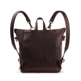 High quality this dark brown women's leather backpack has the straps clearly showing.