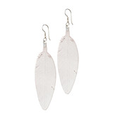 High quality white leather feather earrings view