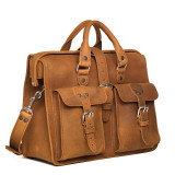 Dave's Deals Flight Bag Leather Briefcase - Tobacco