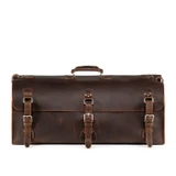 High quality dark brown full grain Dave's Deals 34" Beast Leather Duffle Bag - Dark Coffee Brown front view - Saddleback Leather