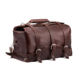 High quality red brown full grain Dave's Deals Leather Duffle Bag a.k.a. The WaterBag  - Chestnut front view - Saddleback Leather