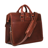 Dave's Deals Flight Bag Leather Briefcase - Chestnut