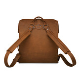 High quality backside of the big mouth leather backpack that has shoulder straps and a loop for easy hanging. Made by Saddleback