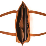 High quality tan full grain Dave's Deals Urban Leather Tote - Tobacco side view - Saddleback Leather
