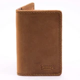 High quality tan full grain Dave's Deals Slim Leather Business Card Holder - Tobacco front view - Saddleback Leather