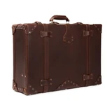 High quality red brown full grain Dave's Deal Leather Suitcase - Chestnut front view - Saddleback Leather