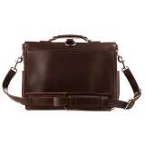 High quality red brown full grain Dave's Deals Front Pocket Leather Briefcase - Chestnut side view - Saddleback Leather