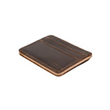 High quality dark brown full grain Dave's Deals Front Pocket Leather ID Wallet - Dark Coffee Brown front view - Saddleback Leather