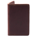 High quality red brown full grain Dave's Deals Slim Leather Business Card Holder - Chestnut front view - Saddleback Leather