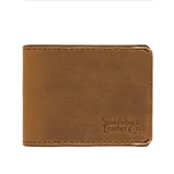 High quality light brown leather wallet bifold with RFID showing the front