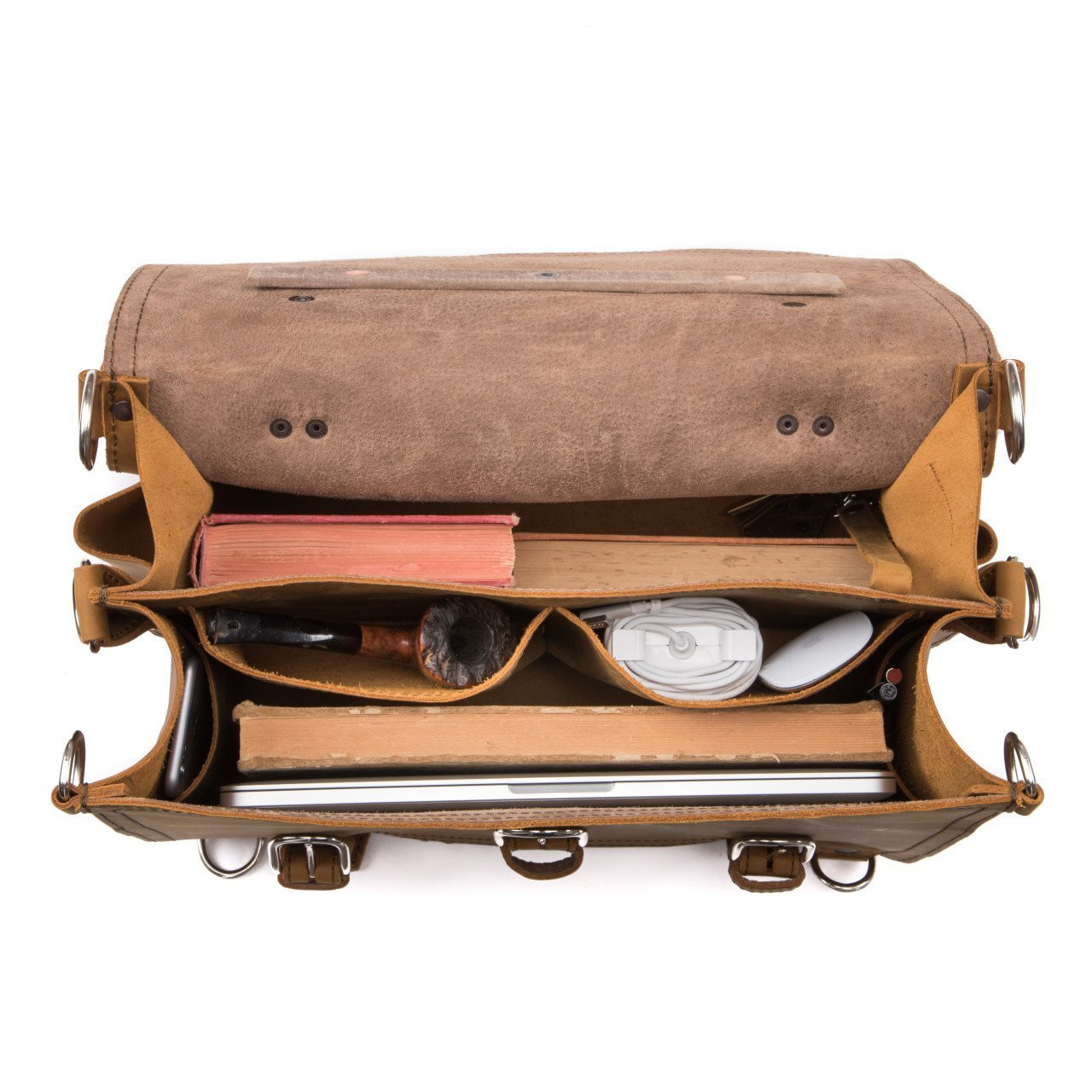 Leather Briefcase Laptop Bag Real Genuine Full Grain Saddleback