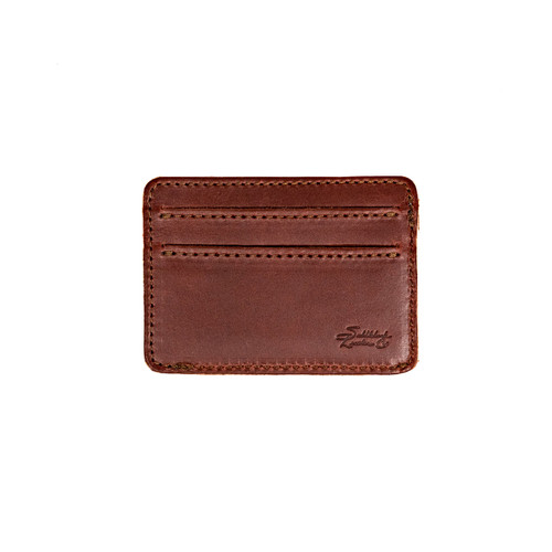 High quality red brown full grain Dave's Deals Front Pocket Leather ID Wallet - Chestnut front view - Saddleback Leather