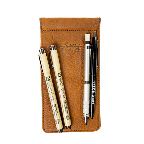 Dave's Deals Bear Trap Leather Pen Case - Tobacco