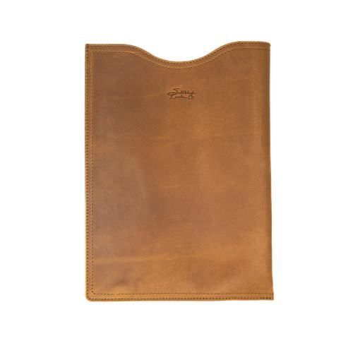 High quality full grain leather 16" Vertical Laptop Sleeve front view - Saddleback Leather