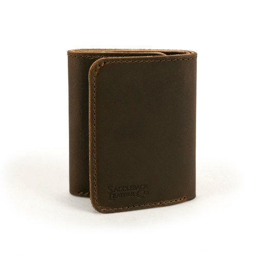 Dave's Deals Simple Trifold Leather Wallet - Dark Coffee Brown