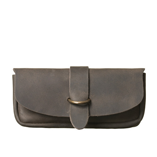 This is the front view of the Koroha leather eyeglass case in black