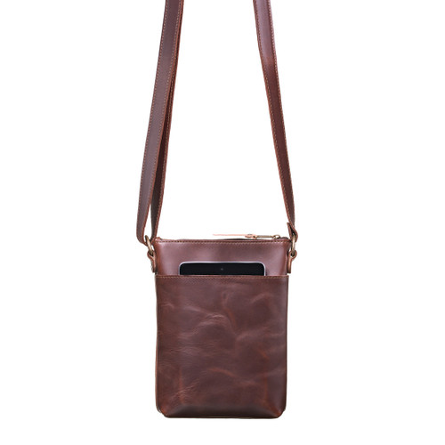 High quality front view of the Crossbody Leather Zipper Pouch