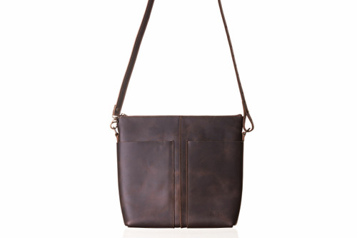 High quality full grain Suzette's Steals Minimal Leather Tote - Dark Coffee front view - Saddleback Leather