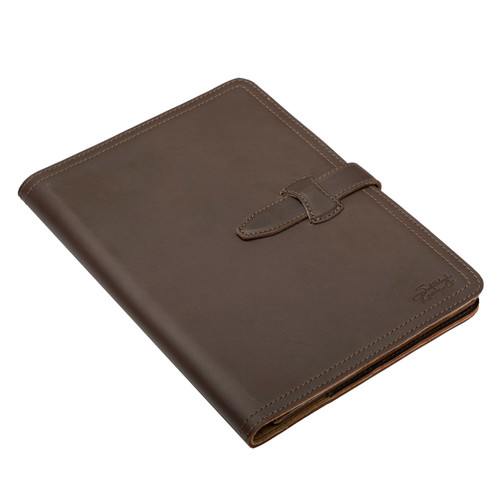 Dave's Deals Large Leather Portfolio - Dark Coffee Brown