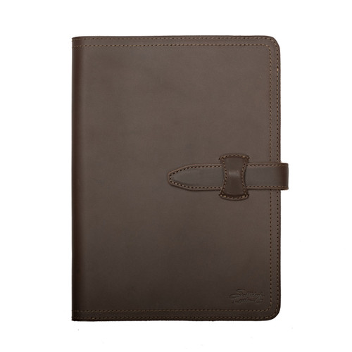 Dave's Deals Large Leather Portfolio - Dark Coffee Brown